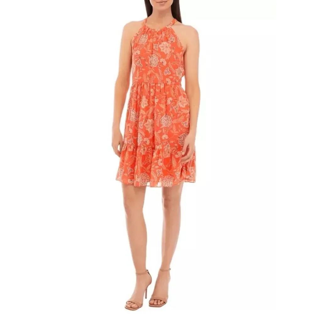 New! Vince Camuto Sleeveless Ruffled Hem Dress Sz 4